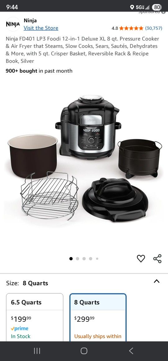 Ninja Foodi Deluxe 8q. Pressure Cooker