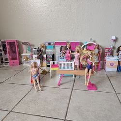 Barbies boundle dolls, furniture and accessories.
