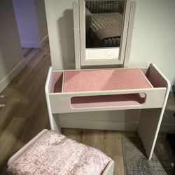 Refurbished cream & pink Vanity and Stool!! 