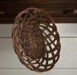 Small Vintage Oval Wicker Rattan Bread Basket Yugoslavia Cottagecore Country Farmhouse Boho