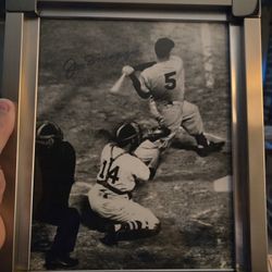 Framed Autographed Joe Dimaggio Photo 