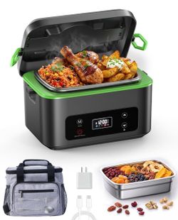 TaskStar Cordless Heated Lunch Box Set with 2.5-Cup Side Container for Work 5.1-Cup Self-Heating Lunch Box, Scheduled Heating, Temp/Time Control, For