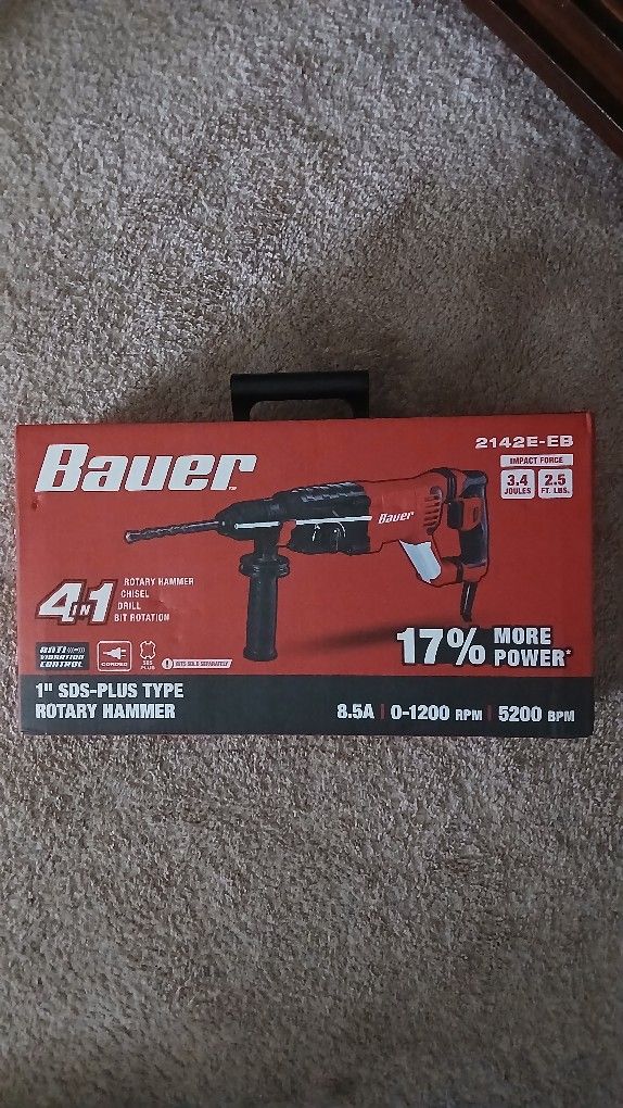 Bauer 4-1 1"Inch SDS - Plus Type Rotary Hammer