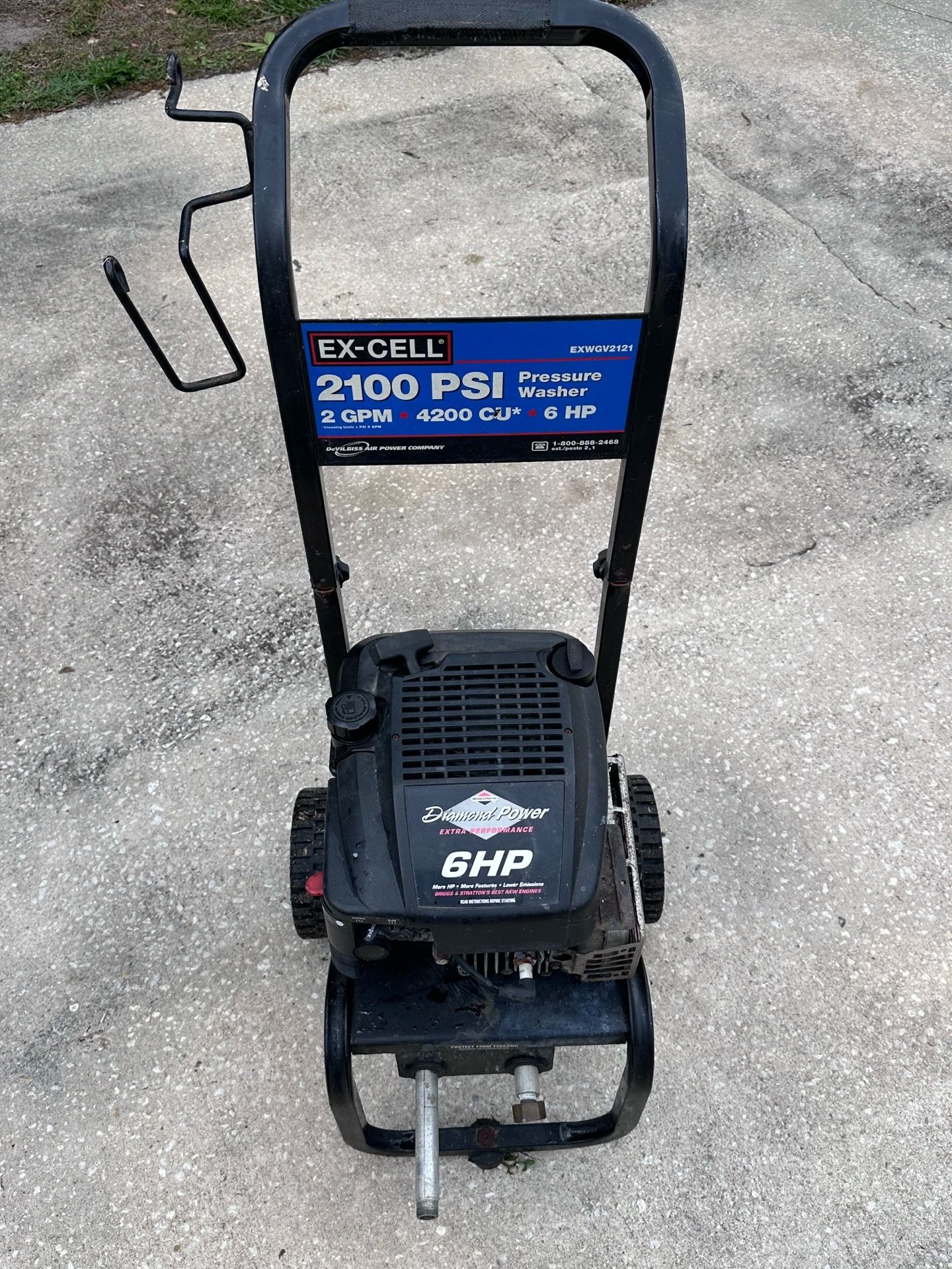 EX-Cell 200PSI pressure washer 6hp Briggs & Stratton