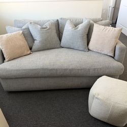 Living Spaces Gray Couch & Ottoman