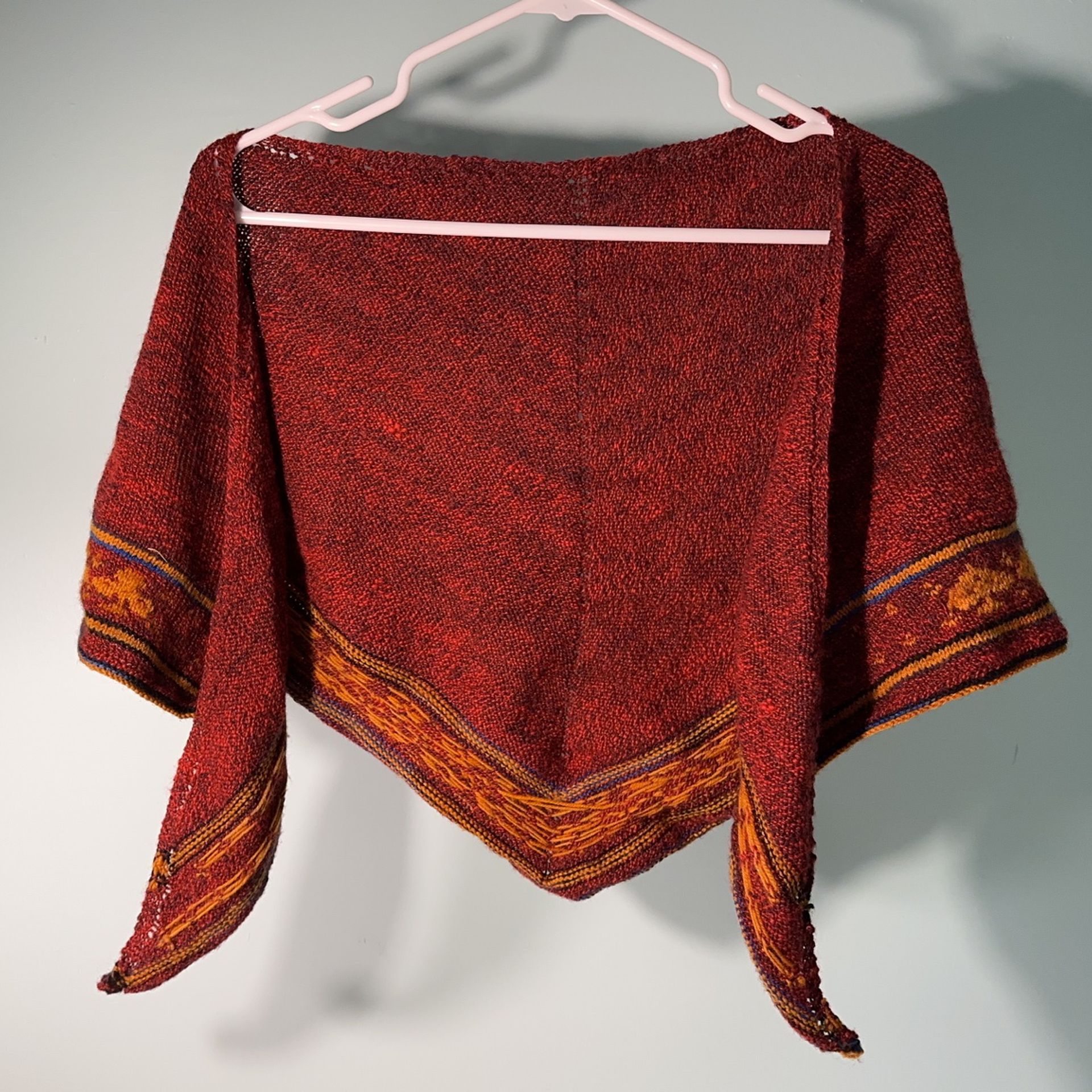 Beautiful Red/burgundy Knit Shawl 