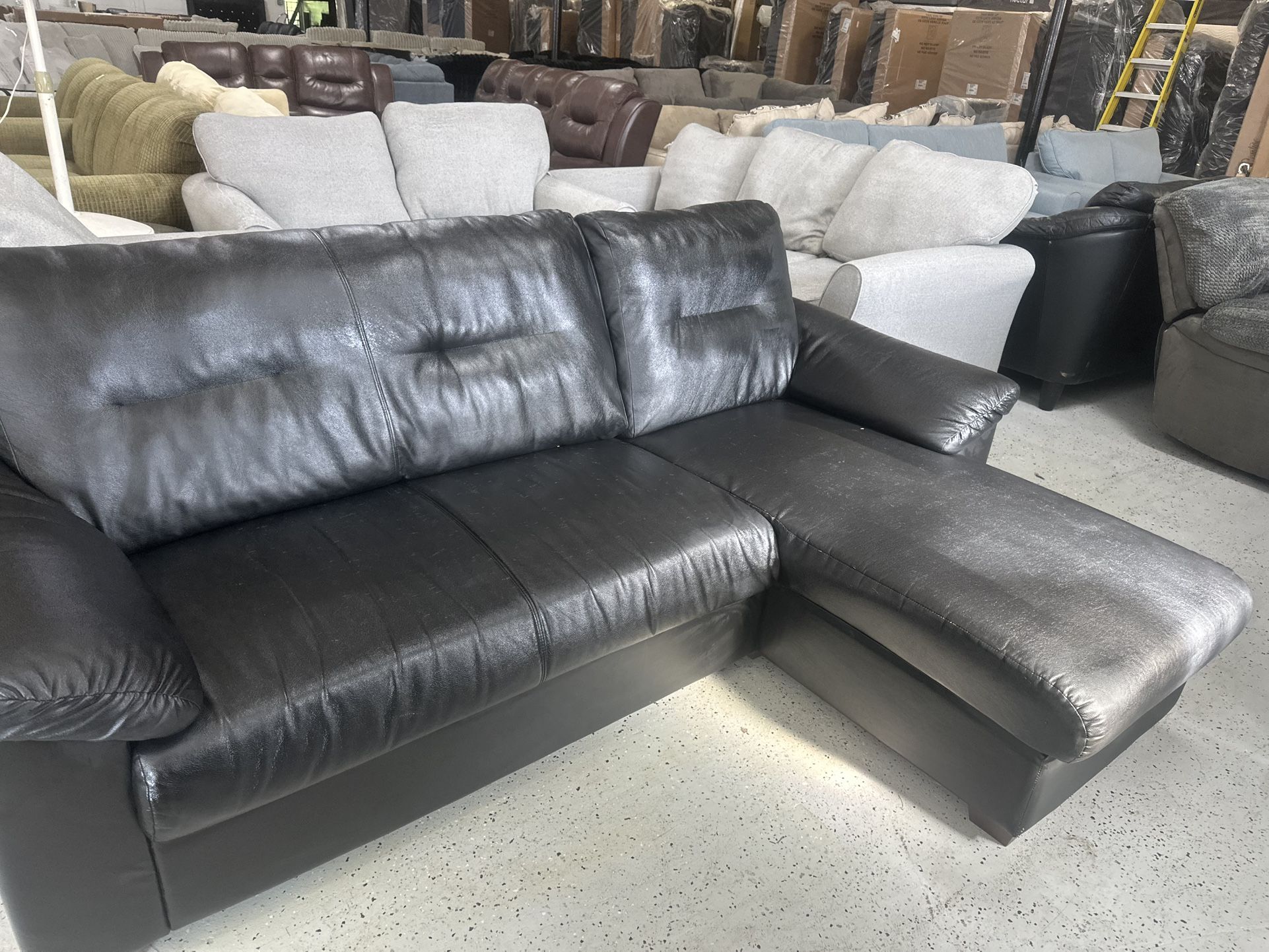 SECTIONAL SOFA BLACK LEATHER