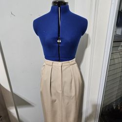 Anne Klein Wool Pencil Skirt Size 10 - Beige Vintage Classic