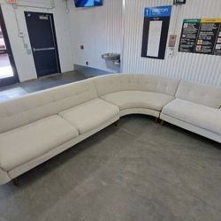 Cream White Mid-Century Modern 3-Piece Sectional by Living Spaces