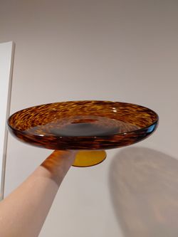 vintage amber brown cake stand or decor