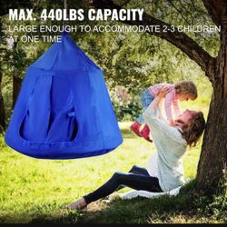 Hanging Tree Tent Max. 440 lb. Capacity Tree Tent Swing with LED Rainbow Lights 43.4 x 46 in. Ceiling Hammock Tent, Blue


