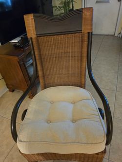 Wicker Rattan Armchair with Cushion