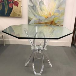 Modern Style Lucite Dining Kitchen Glass Table (Delivery Service Available)