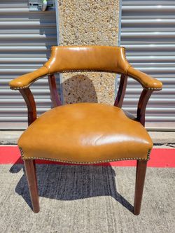 Highback Curved Nailhead Wooden Accent Home Office Arm Chair
