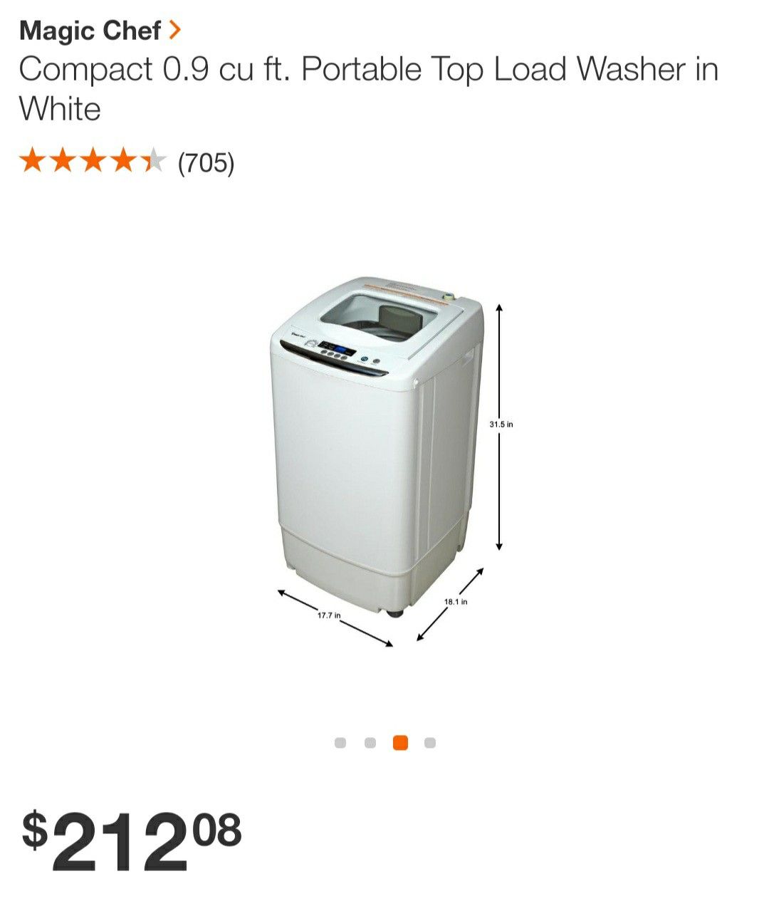 Compact 0.9 cu ft. Portable Top Load Washer in White