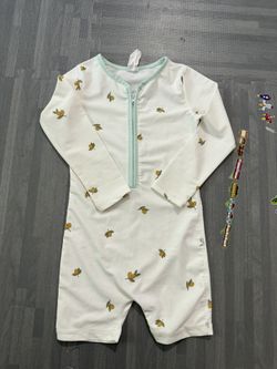 Dot to dot kids long sleeve white swimsuit