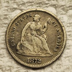 1872 S Half Dime US Coin Seated Liberty 