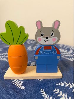 Rabbit with Carrot Wooden Stacking Puzzle Toy