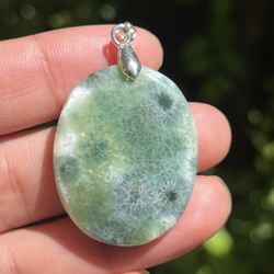 Sterling Silver Natural Ocean Jasper Pendant