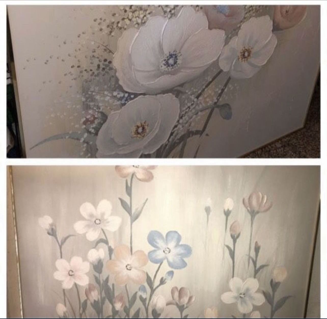 2-Signed J. Allen Floral Oil Painting on Canvas 48" × 60" [4FT X 5FT]