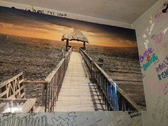 Tropical Pier Sunset Canvas Wall Art