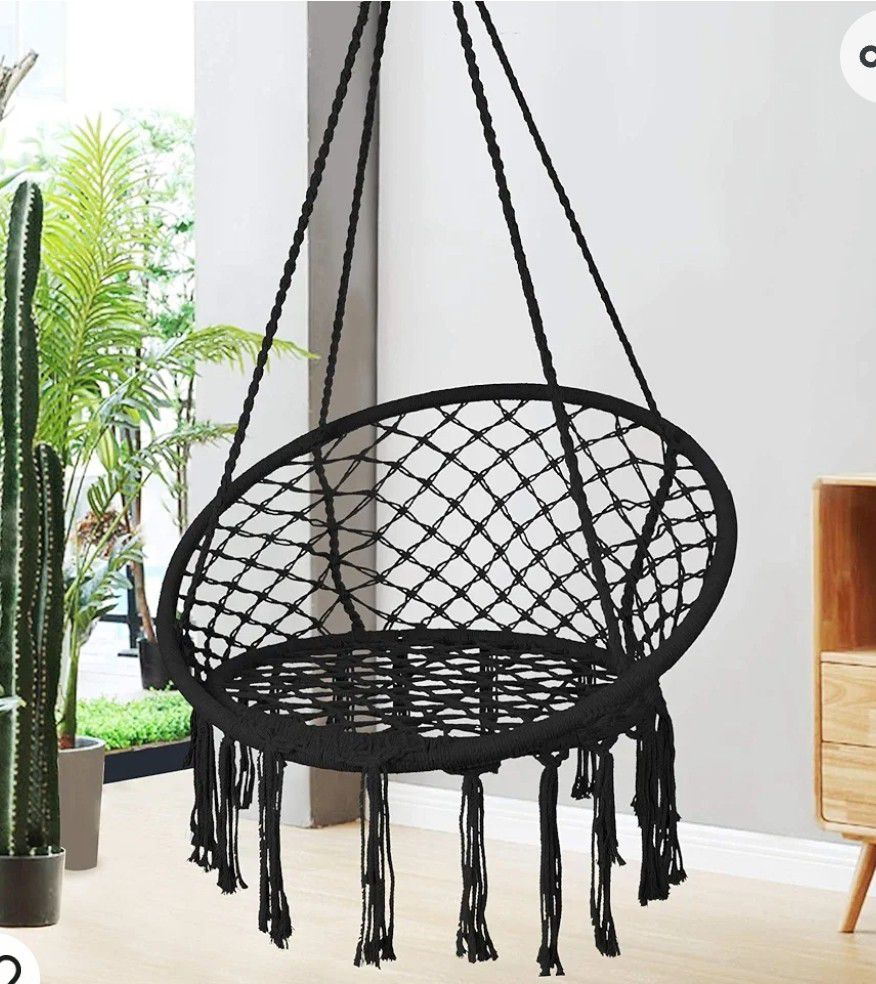 Black Swinging Hammock Chair Macrame