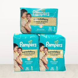 Pampers Swaddlers Baby Diapers Size 1 3/$20
