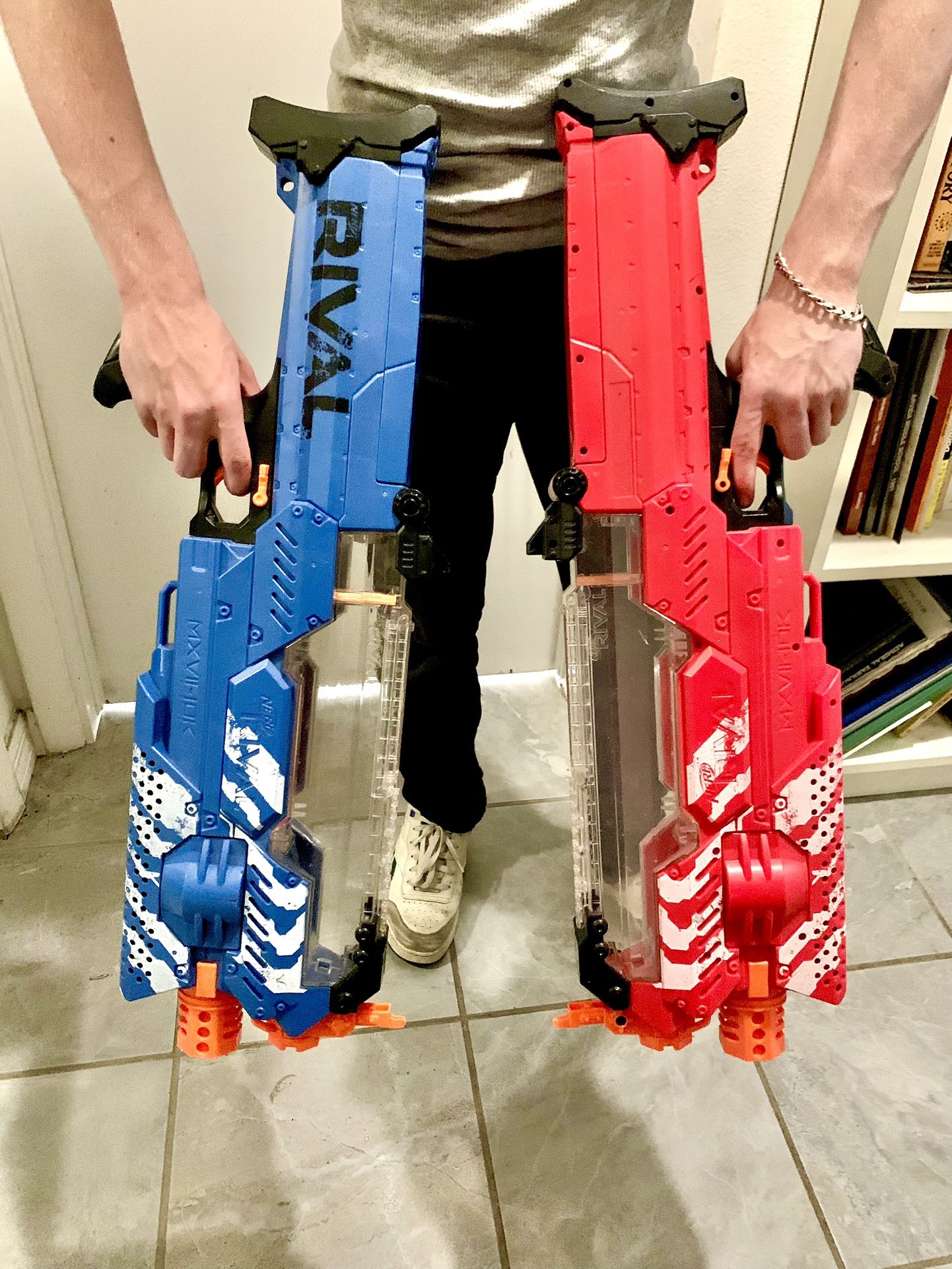 NERF Automatic gun - Rival Nemesis MXVII-10K Blaster, (3 guns : Red, Red & Blue)