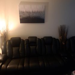 Black Recliner Couch with love seat