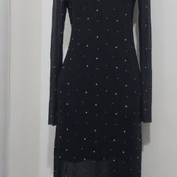 Black mesh midi dress with diamonds wild fable size large