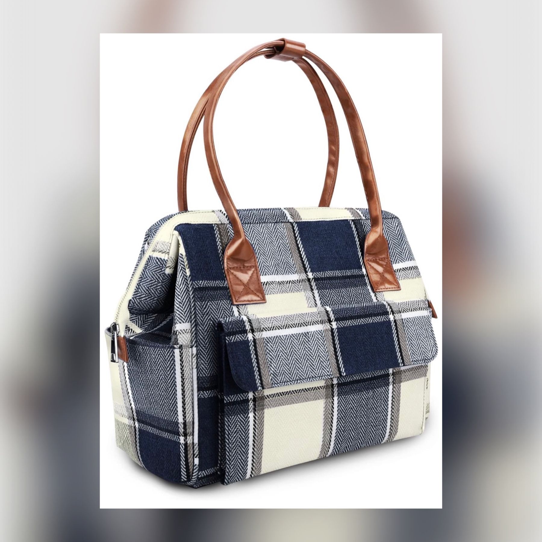 Portable Travel Diaper Bag - Blue White