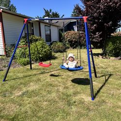 Delta Children FunZone Outdoor Metal 2-Piece Swing Set , Blue/Red