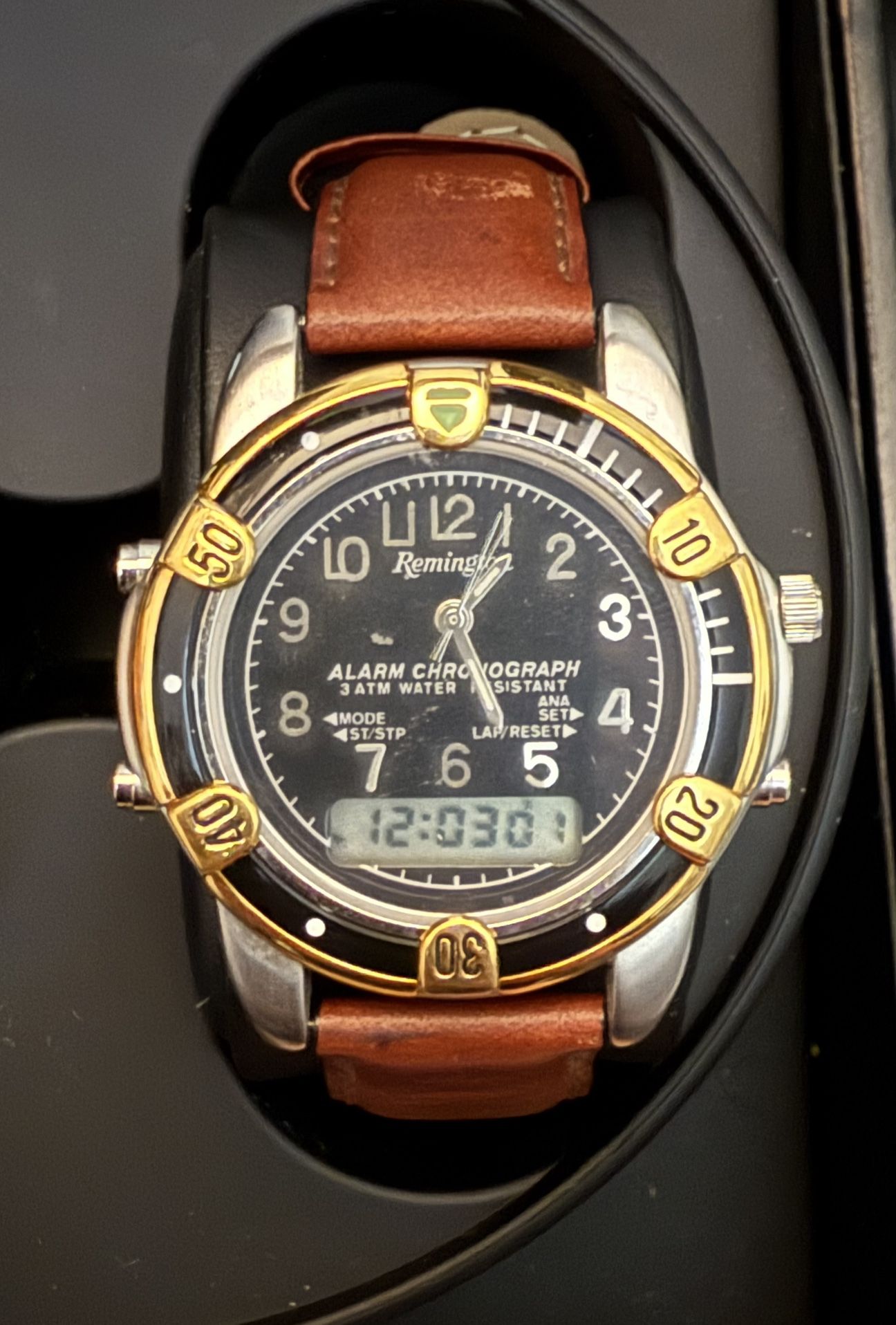 vintage Remington alarm chronograph watch, model 38-054 RARE