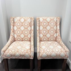 Patterned Upholstered Accent Chairs – Set of 2
