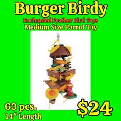 New Medium Size Parrot Bird Toy: Burger Birdy
