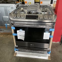 New LG ThinQ 5 Burner Gas Slide In Stove 30” Wide