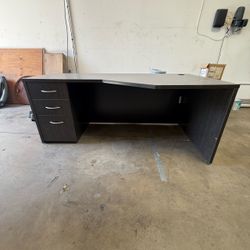 Large Dark Brown Executive Office Desk
