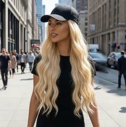 Strawberry blonde wig and cap