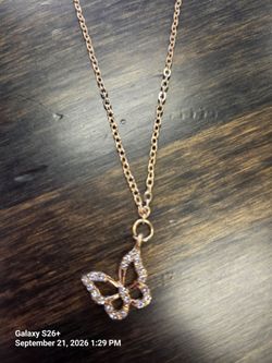 Gold-Tone Butterfly Crystal Pendant Necklace