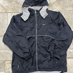 NIKE   00s   Hooded padded nylon jacket   Liner fleece   Black Sz Large 