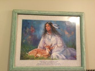 Picture of native american woman and deer...