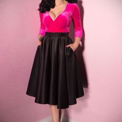Vixen by Micheline Pitt Satin Swing Skirt