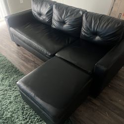 Leather Couch + Ottoman