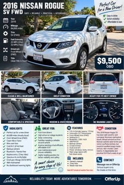 2016 Nissan Rogue SV FWD 84,000 miles
