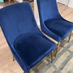 Blue / Velvet Accent Or Dining Table Chairs 