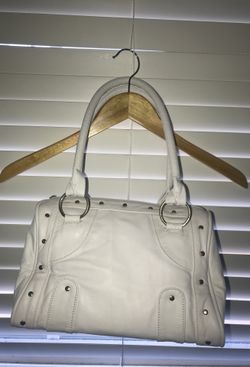 White leather purse