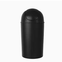 Umbra Grand Swing Top Garbage Large Capacity 10 Gallon Kitchen Trash Can with Lid, Indoor/Outdoor Use, Black