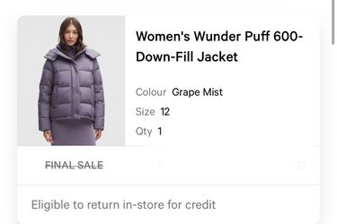 Lululemon wunderpuff size 12