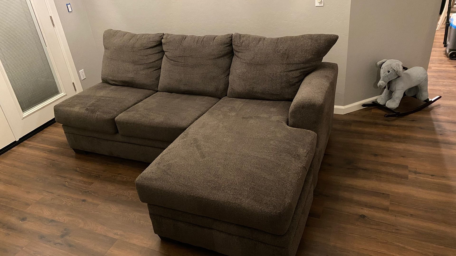 Grey couch with chaise lounge