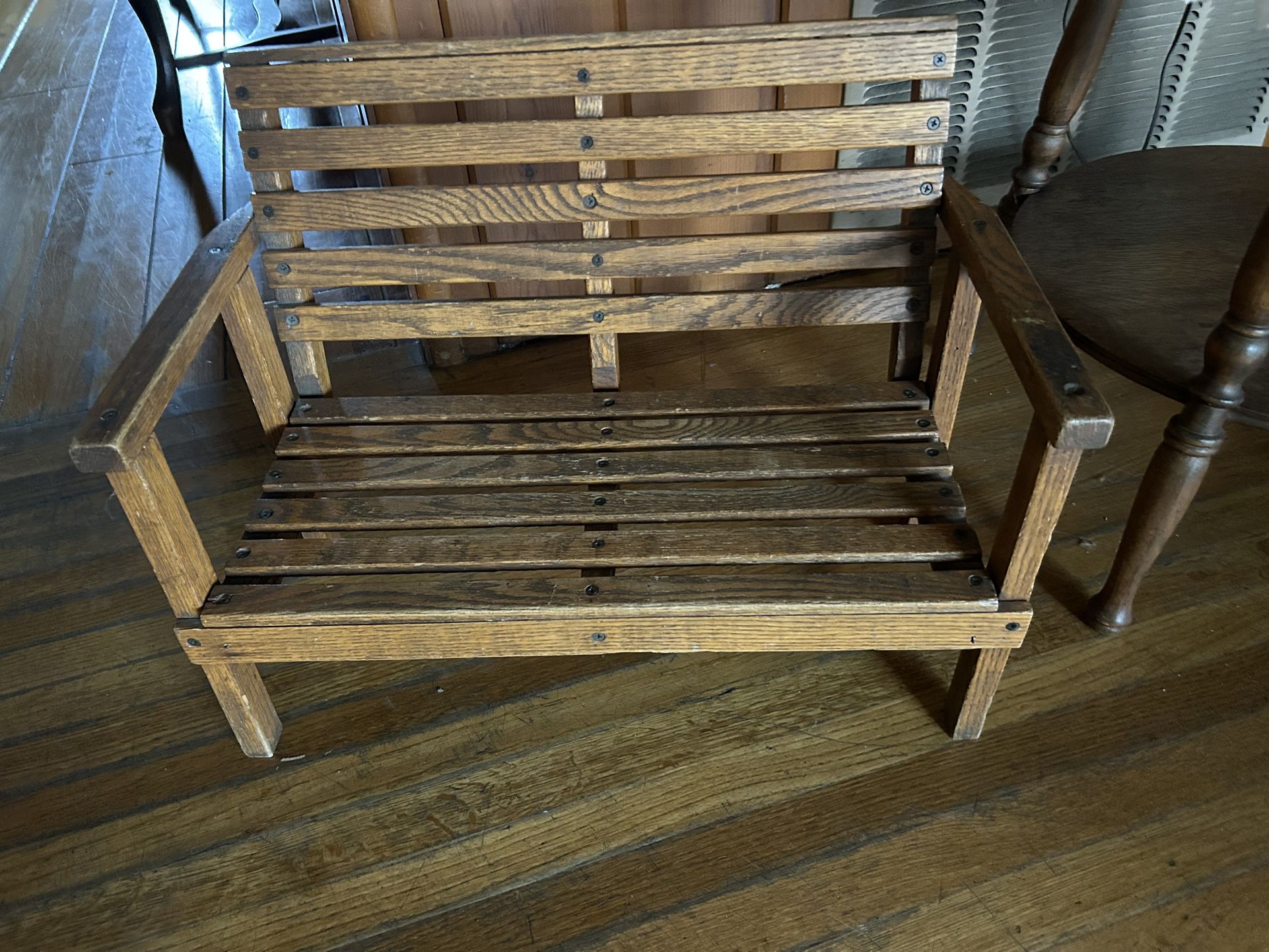 Child’s Sturdy Solid Oak Arm Bench
